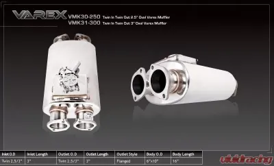 XForce V/Uni Oval, 6x10x16",  3" Twin-In/Out, (Merge-Pipe Required) - VMK31-300