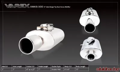 XForce Varex Universal Oval 6x10x16" Body Length, 3" Flanged Inlet, 4" Single-Wall Tip - VMK6-300