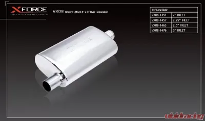 XForce Oval Resonator 4x8x18", 2.5" Inlet - VX08-1263