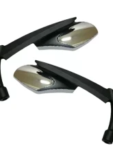 CIPA USA Motorcycle Classic Knife Blade Style Mirror Kit Two Tone Chrome and Black                                     - 01904 - Image 2