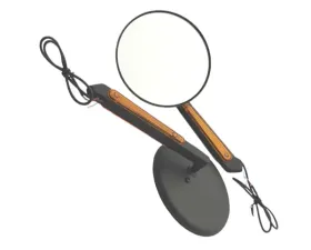 CIPA USA Motorcycle Chrome Round LED Lighted Mirror Kit (Left and Right Side) Universal