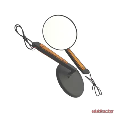 CIPA USA Motorcycle Chrome Round LED Lighted Mirror Kit (Left and Right Side) Universal - 01907