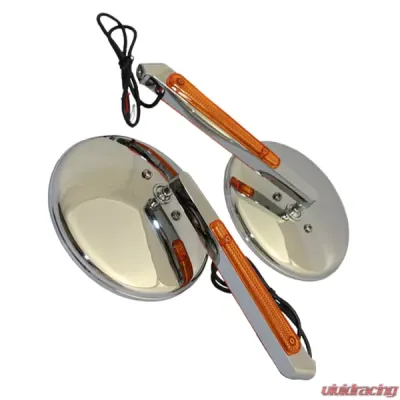 CIPA USA Motorcycle Black Round LED Lighted Mirror Kit (Left and Right Side) Universal - 01908