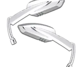 CIPA USA Motorcycle Chrome Serrated Blade Mirror Kit (Left and Right Side) Universal