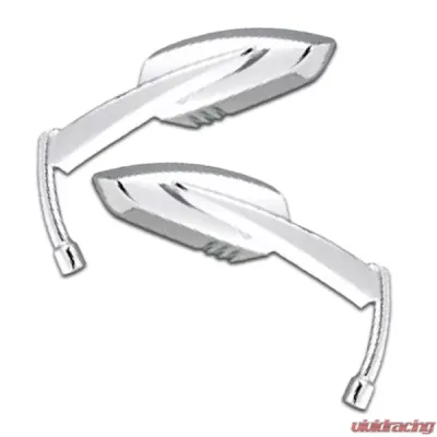 CIPA USA Motorcycle Chrome Serrated Blade Mirror Kit (Left and Right Side) Universal - 01909