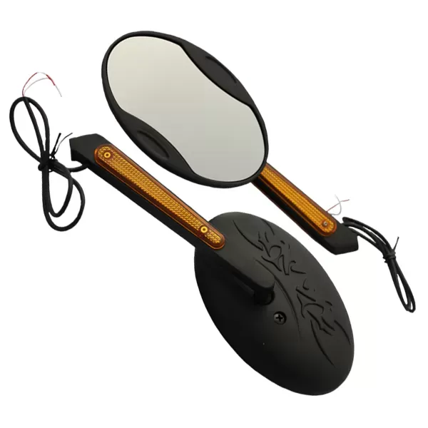 CIPA USA Motorcycle Black Tribal LED Lighted Mirror Kit (Left and Right Side) Universal - 01914