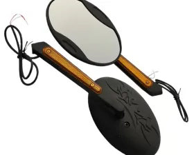 CIPA USA Motorcycle Black Tribal LED Lighted Mirror Kit (Left and Right Side) Universal