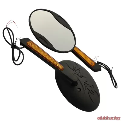 CIPA USA Motorcycle Black Tribal LED Lighted Mirror Kit (Left and Right Side) Universal - 01914