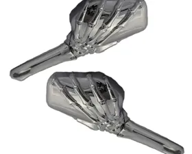 CIPA USA Motorcycle Chrome Skeleton Hand Mirror Kit (Left and Right Side) Universal