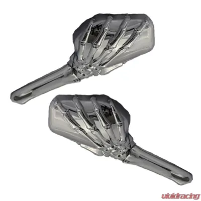CIPA USA Motorcycle Chrome Skeleton Hand Mirror Kit (Left and Right Side) Universal - 01915