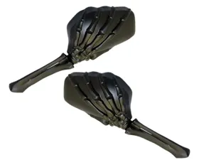 CIPA USA Motorcycle Black Skeleton Hand Mirror Kit  (Left and Right Side) Universal