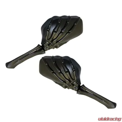 CIPA USA Motorcycle Black Skeleton Hand Mirror Kit  (Left and Right Side) Universal - 01916