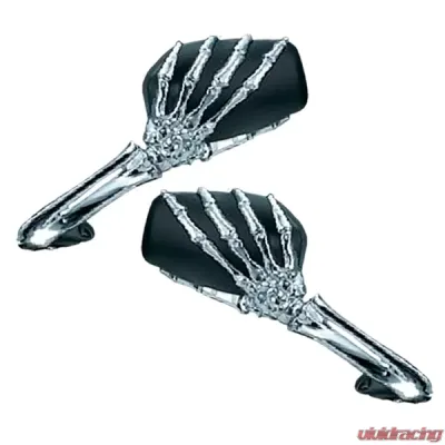 CIPA USA Motorcycle Chrome/Black Skeleton Hand Mirror Kit  (Left and Right Side) - 01917