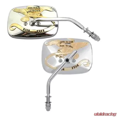 CIPA USA Motorcycle Chrome Live To Ride Mirror Kit (Left and Right Side) Universal - 01925