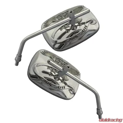 CIPA USA Motorcycle Chrome Live To Ride Adjustable Mirror Kit  (Left and Right Side) - 01928