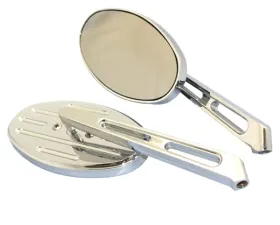 CIPA USA Motorcycle Chrome Live To Ride Oval Mirror Kit (Left and Right Side) Universal