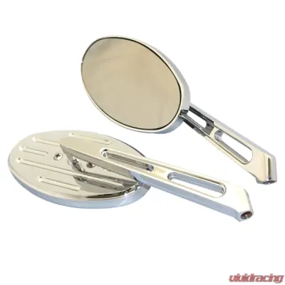 CIPA USA Motorcycle Chrome Live To Ride Oval Mirror Kit (Left and Right Side) Universal - 01932