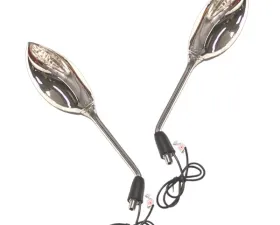 CIPA USA Motorcycle Chrome Sport Bike Lighted Mirror Kit (Left and Right Side) Universal