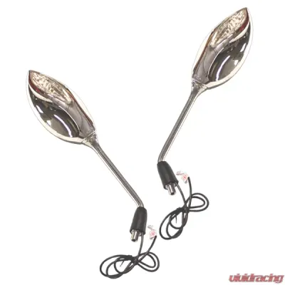 CIPA USA Motorcycle Chrome Sport Bike Lighted Mirror Kit (Left and Right Side) Universal - 01935