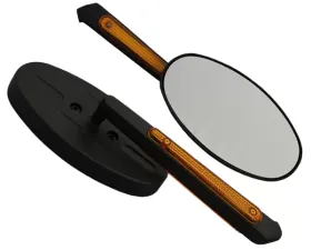 CIPA USA Motorcycle Black Oval Lighted Mirror Kit (Left and Right Side) Universal