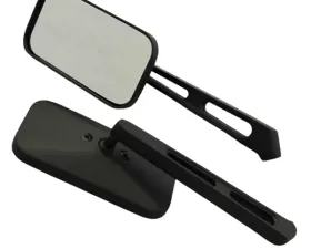 CIPA USA Motorcycle Black Classic Rectangle Mirror Kit (Left and Right Side) Universal