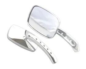 CIPA USA Motorcycle Chrome Small Rectangle Mirror Kit (Left and Right Side) Universal