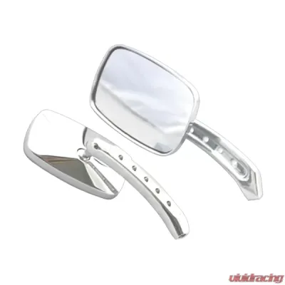 CIPA USA Motorcycle Chrome Small Rectangle Mirror Kit (Left and Right Side) Universal - 01944