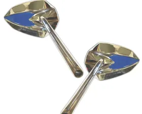 CIPA USA Motorcycle Ultra Blue on Chrome Mirror Kit (Left and Right Side) Universal