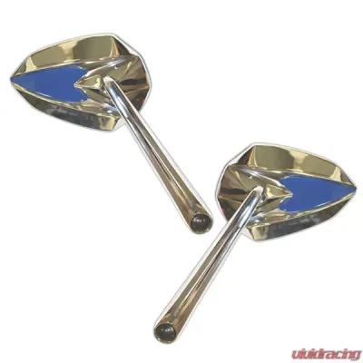 CIPA USA Motorcycle Ultra Blue on Chrome Mirror Kit (Left and Right Side) Universal - 01946