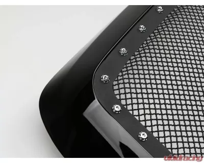 Armordillo USA Gloss Black Studded Mesh Grill Dodge Ram 1500 2002-2005 - 7161399