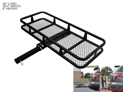 Armordillo USA Black 2" Hitch Cargo Carrier 20" X 58" Basket Style Fold Up Trailer Hitch - 7167513