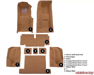 Custom Floor Carpet Chevrolet Corvette 1971-1975 Complete Set Auto Custom Carpets - 3601-230-1220000000