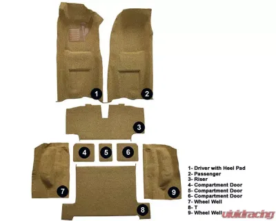 Custom Floor Carpet Chevrolet Corvette 1968 Complete Set Auto Custom Carpets - 3752-232-1225000000