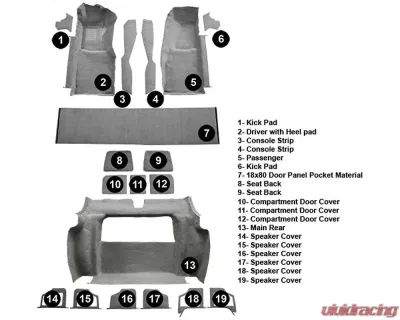 Custom Floor Carpet Chevrolet Corvette 1978-1979 Complete Set Auto Custom Carpets - 8165-160-1060000000