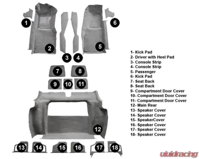 Custom Floor Carpet Chevrolet Corvette 1978 Complete Set Auto Custom Carpets - 10835-160-1113000000
