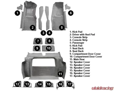 Custom Floor Carpet Chevrolet Corvette 1980 Complete Set Auto Custom Carpets - 16727-160-1084000000