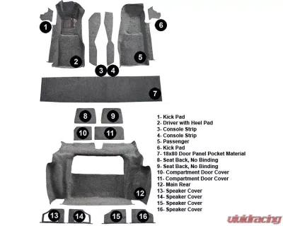 Custom Floor Carpet Chevrolet Corvette 1981-1982 Complete Set Auto Custom Carpets - 3754-160-1069000000