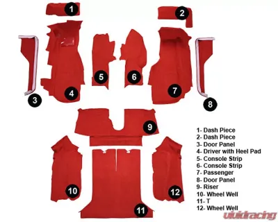 Custom Floor Carpet Chevrolet Corvette 1984-1987 Complete Set Auto Custom Carpets - 1608-160-1079000000