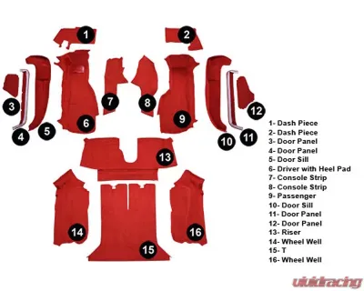 Custom Floor Carpet Chevrolet Corvette 1990-1993 Complete Set Auto Custom Carpets - 1632-160-1147000000