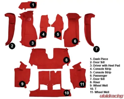 Custom Floor Carpet Chevrolet Corvette 1994-1996 Complete Set Auto Custom Carpets - 14716-160-1155000000