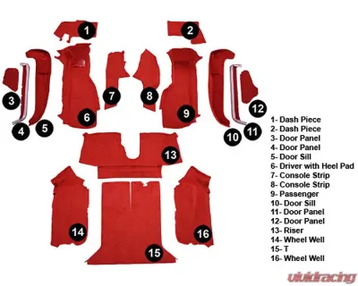 Custom Floor Carpet Chevrolet Corvette 1992-1993 Complete Set Auto Custom Carpets - 19433-160-1155000000
