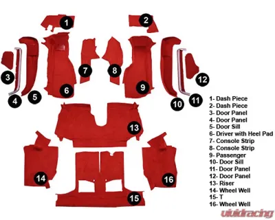 Custom Floor Carpet Chevrolet Corvette 1992-1993 Complete Set Auto Custom Carpets - 15165-160-1155000000