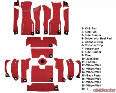 Custom Floor Carpet Chevrolet Corvette 1964 Complete Set Auto Custom Carpets - 19408-230-1219000000