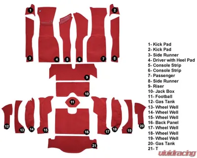 Custom Floor Carpet Chevrolet Corvette 1963 Complete Set Auto Custom Carpets - 16397-230-1219000000