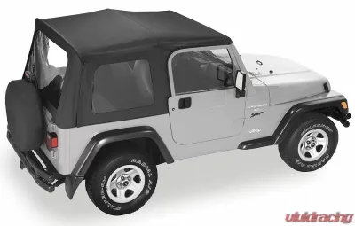 Pavement Ends By Bestop Black Diamond Replay OEM Replacement Soft Top Clear Windows w/ Upper Door Skins Jeep Wrangler 1997-2006 - 51131-35
