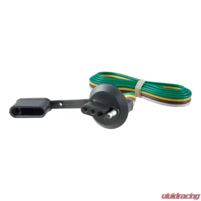 Curt 4-Way Flat License Plate Light Plug Connector Socket with 36" Wires (Packaged) - 57405