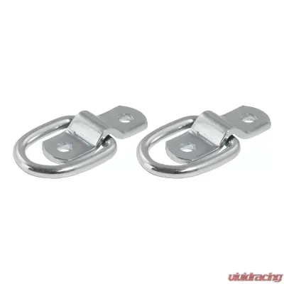 Curt 1" x 1-1/4" Surface-Mounted Tie-Down D-Rings (1,200 lbs., Clear Zinc, 2-Pack) - 83731