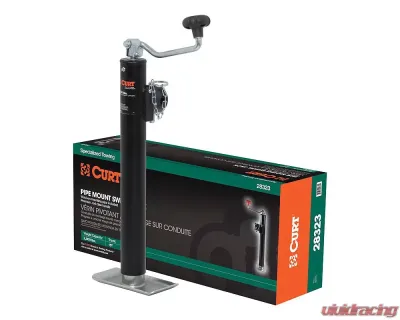 Curt Pipe-Mount Swivel Jack with Top Handle (2,000 lbs., 15" Travel, Packaged) - 28323