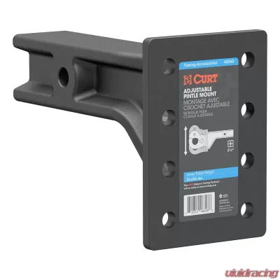 Curt Adjustable Pintle Mount (2-1/2" Shank, 20,000 lbs., 7-1/4" High, 10-3/4" Long) - 48348