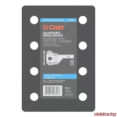 Curt Adjustable Pintle Mount (2-1/2" Shank, 20,000 lbs., 7-1/4" High, 10-3/4" Long) - 48348
